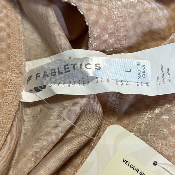 Fabletics Velour Seamed L/S Top‎ Natural Blush Size Large - Picture 6 of 7
